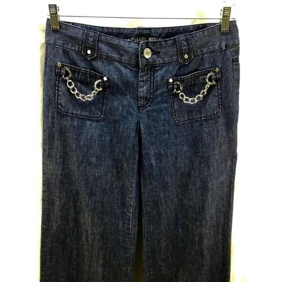 Michael Kors Jeans 6 Blue Medium Wash Trouser Wide - Picture 2 of 6